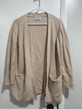 Old Navy Beige Open-Front Ribbed Cardigan with Pockets
